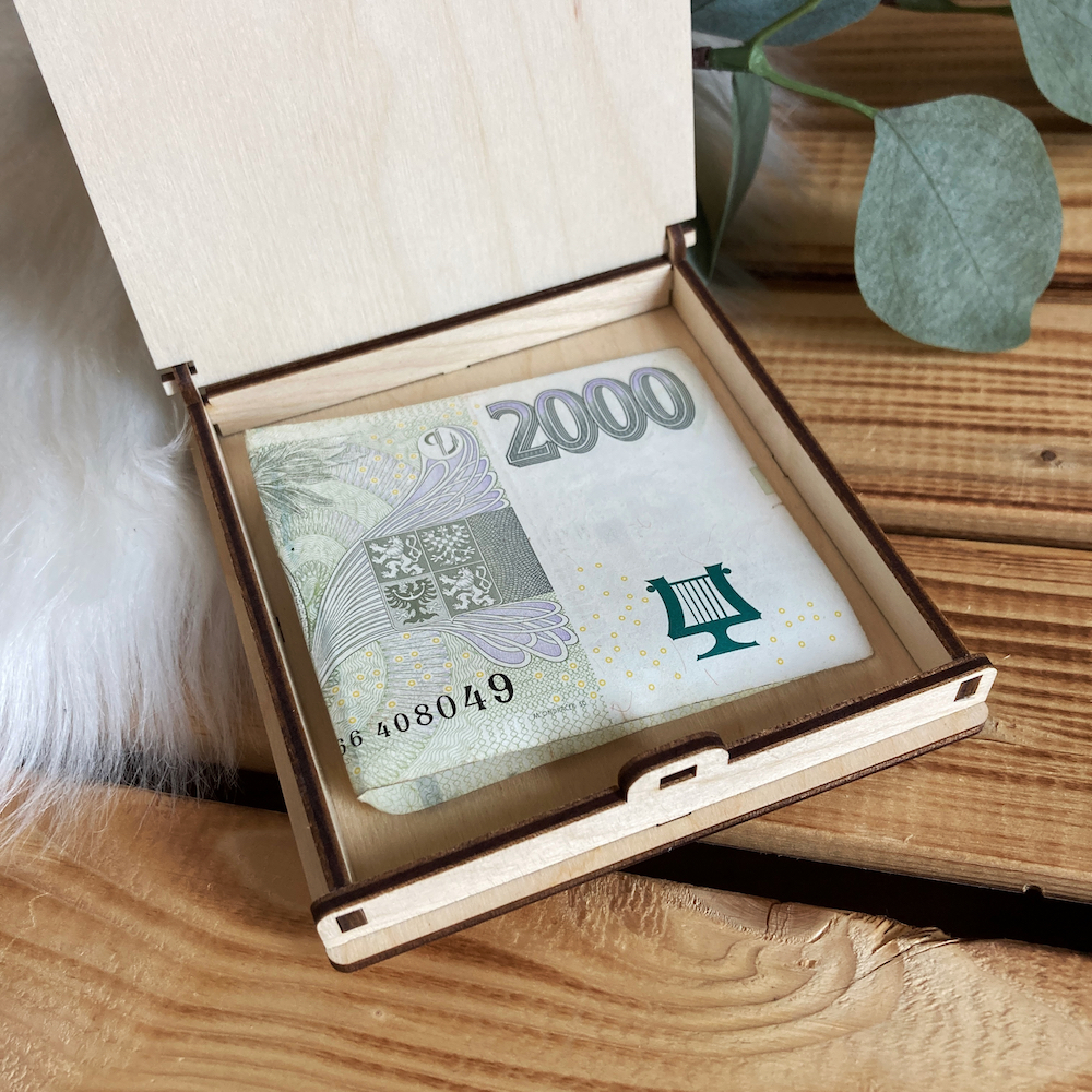 Svatební dar - dřevěná krabička na peníze