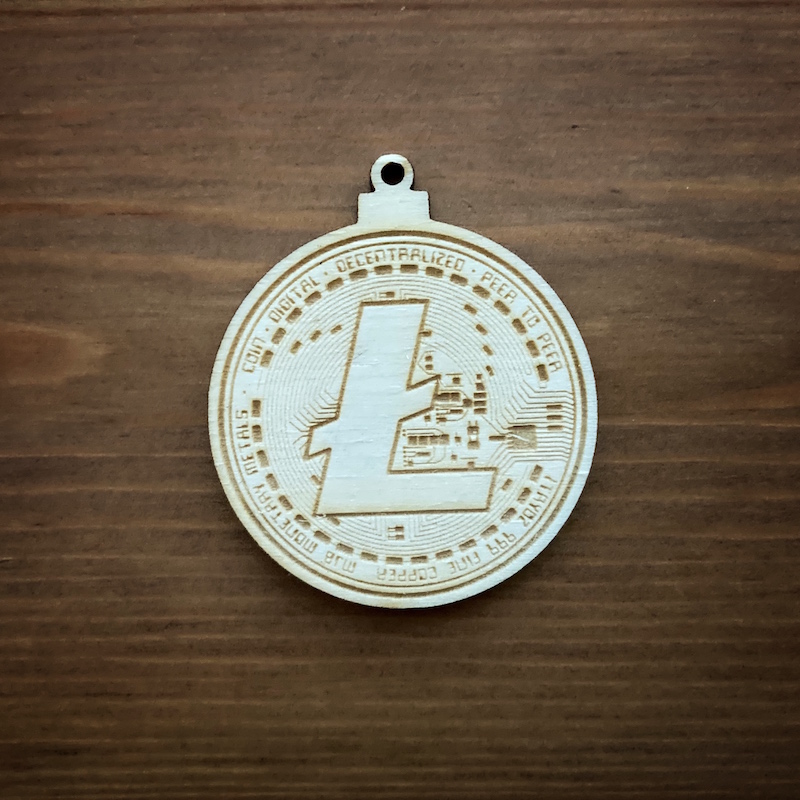 Dřevěná vánoční ozdoba - Litecoin