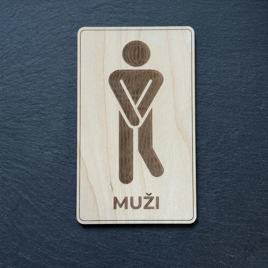 Dřevěná tabulka - WC MUŽI