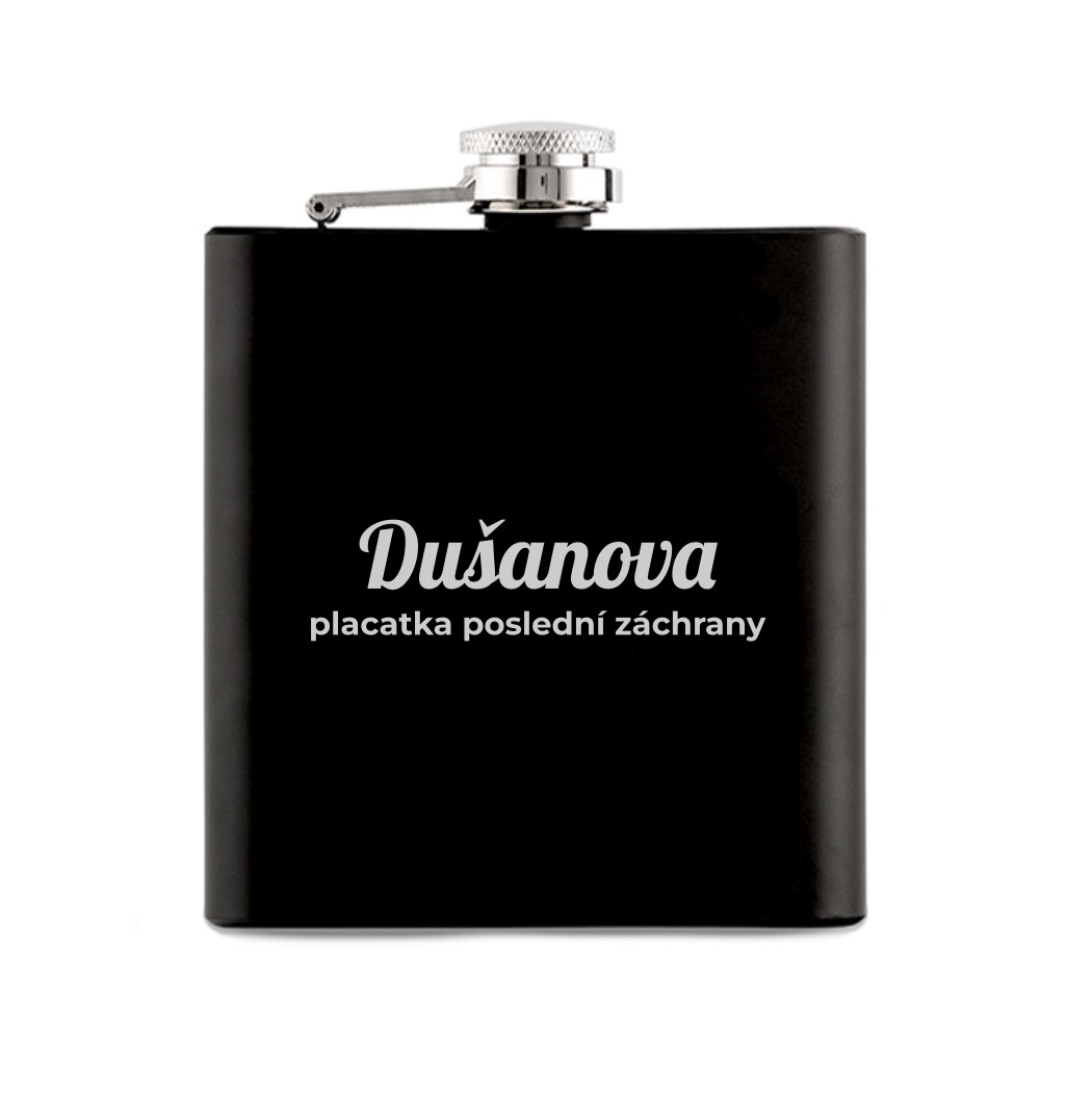 Černá placatka poslední záchrany (se jménem)
