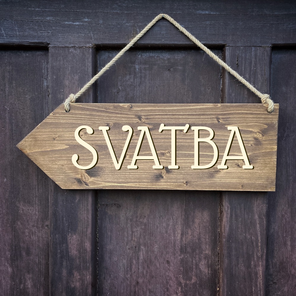 Dřevěná směrovka - SVATBA