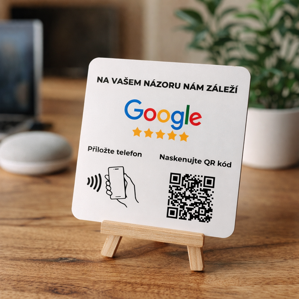 NFC + QR destička pro Google recenze
