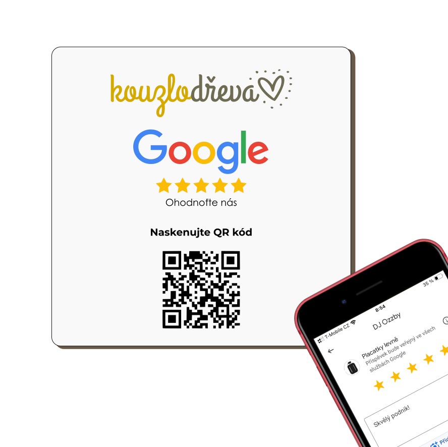 QR destička s vlastním logem pro Google recenze