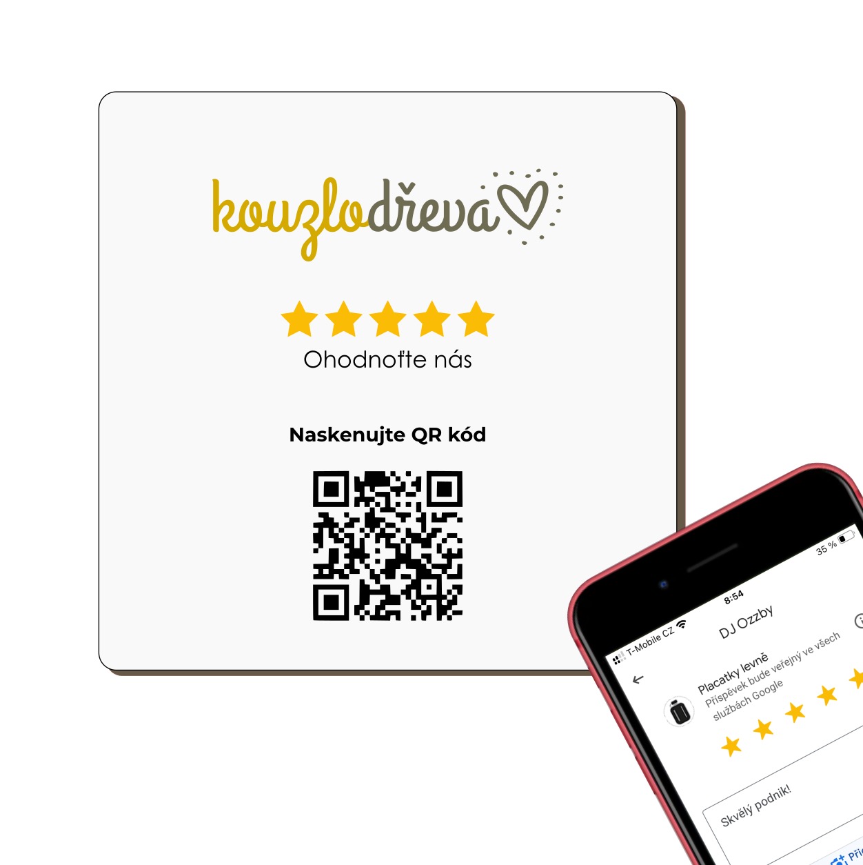 QR destička s vlastním logem pro Google recenze