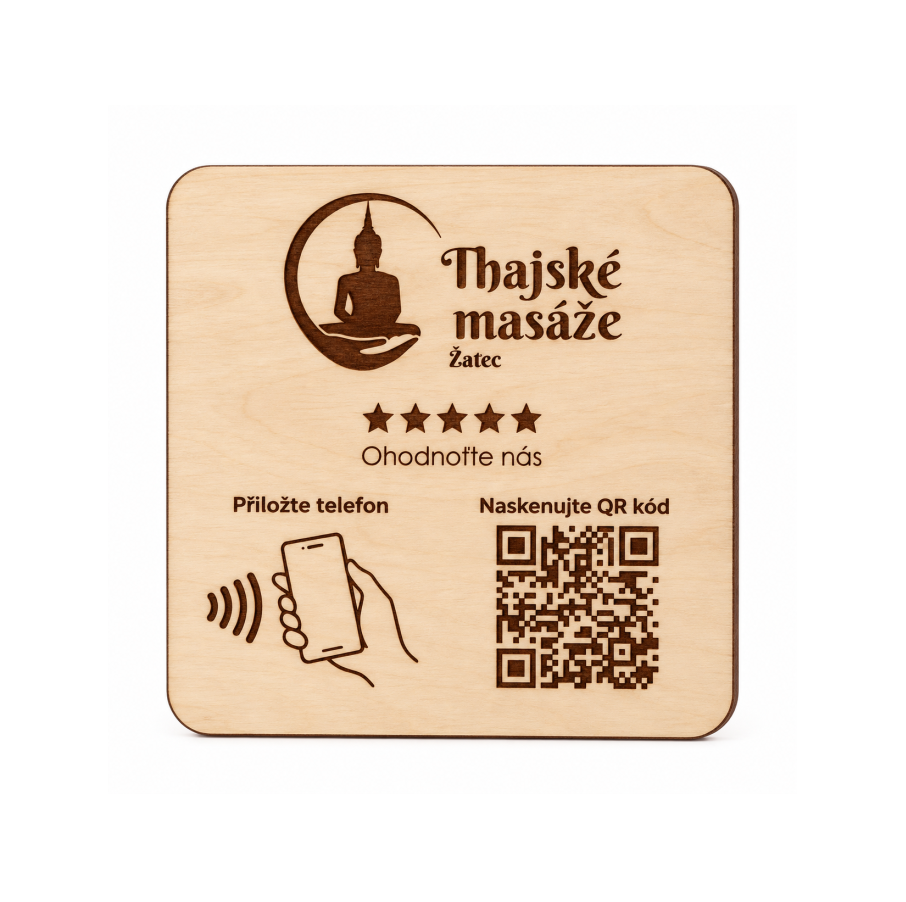 NFC + QR destička s vlastním logem pro Google recenze