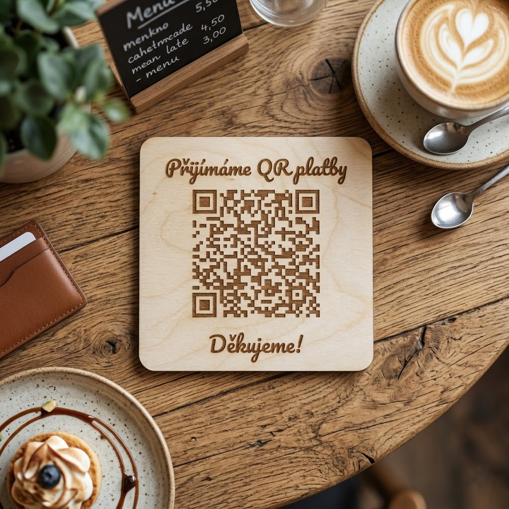 Destička s QR kódem pro přijímání plateb