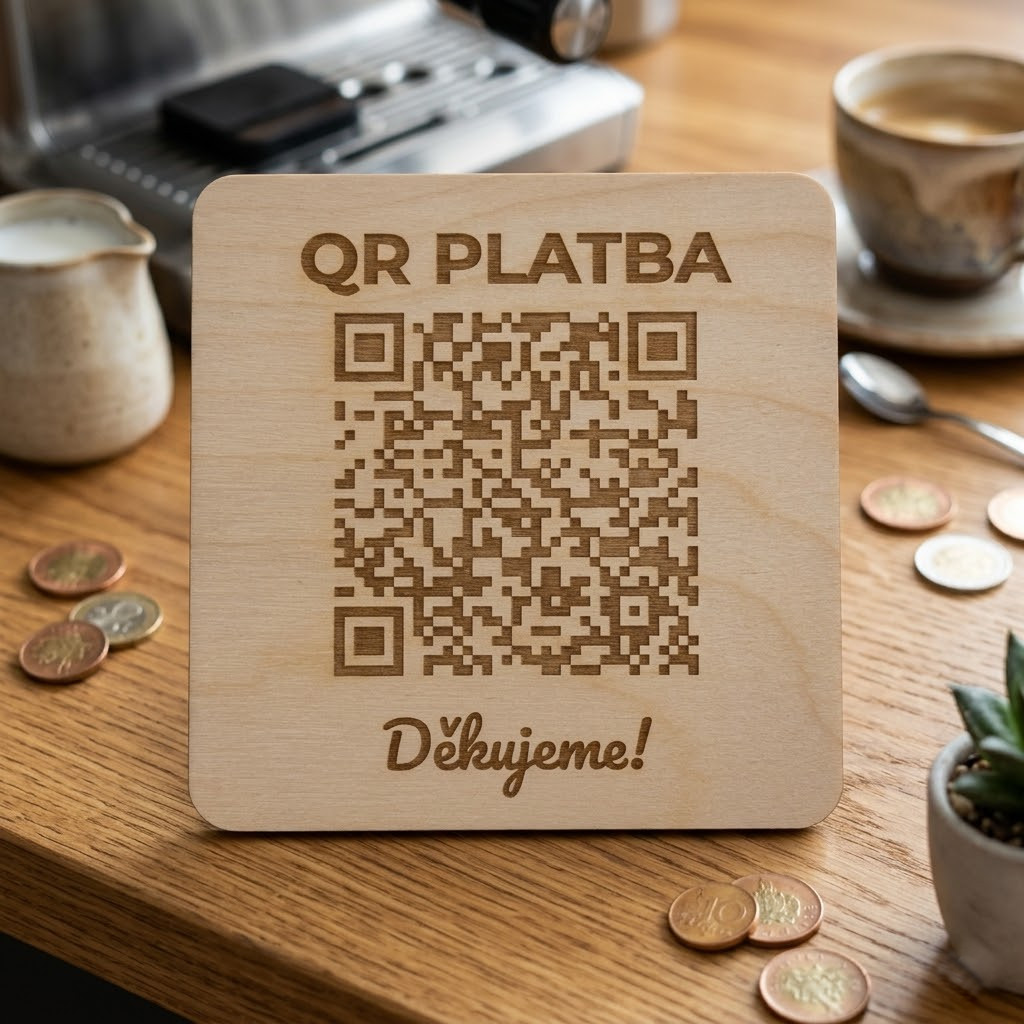 Destička s QR kódem pro přijímání plateb