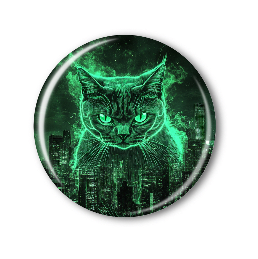 Připínací placka - Glow Cat