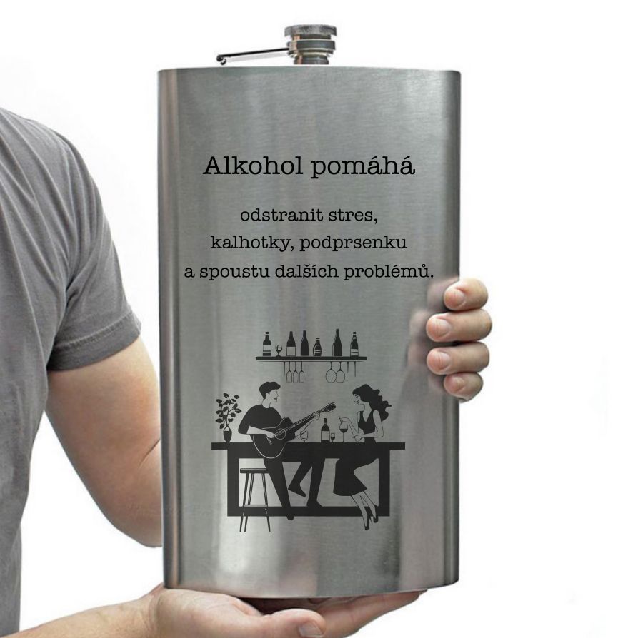 Obří placatka s brašnou 1,9 litru – Alkohol pomáhá