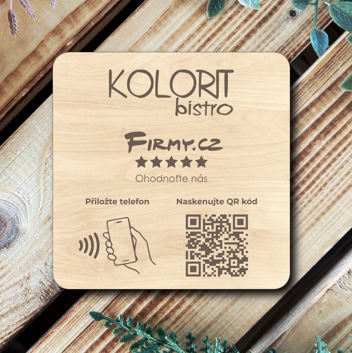 NFC + QR destička pro Firmy.cz recenze s vlastním logem