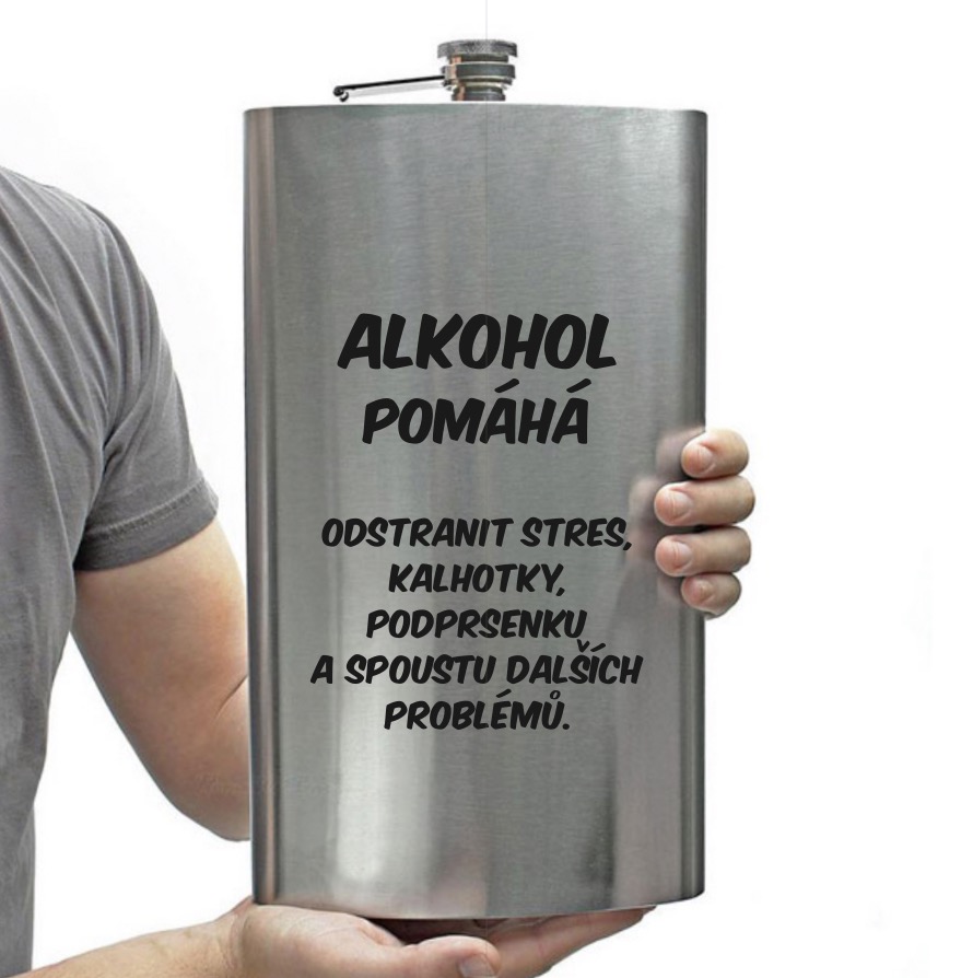 Obří placatka s brašnou 1,9 l – Alkohol pomáhá
