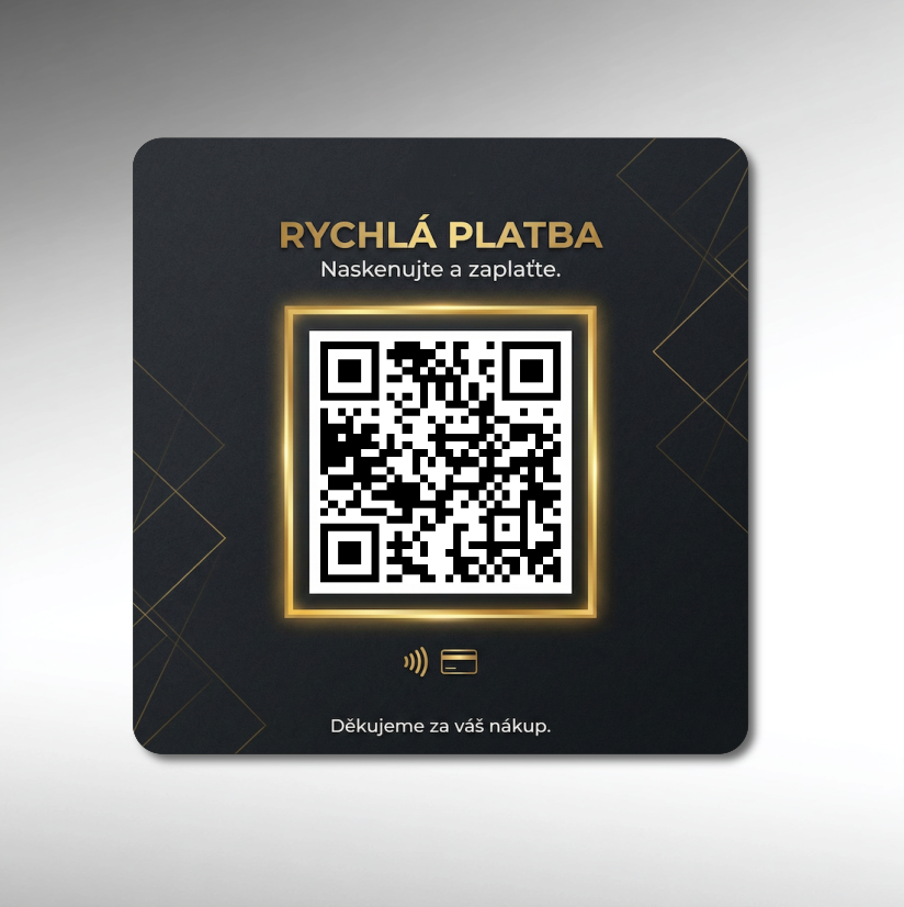 Destička s vaším QR kódem pro přijímání plateb