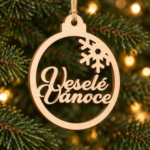Dřevěná vánoční ozdoba – Veselé Vánoce