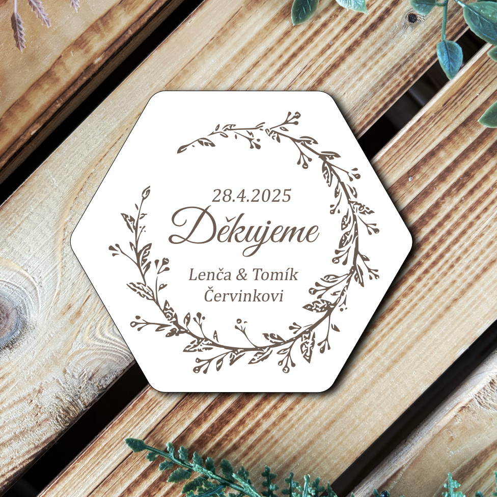 Svatební magnetky - hexagony