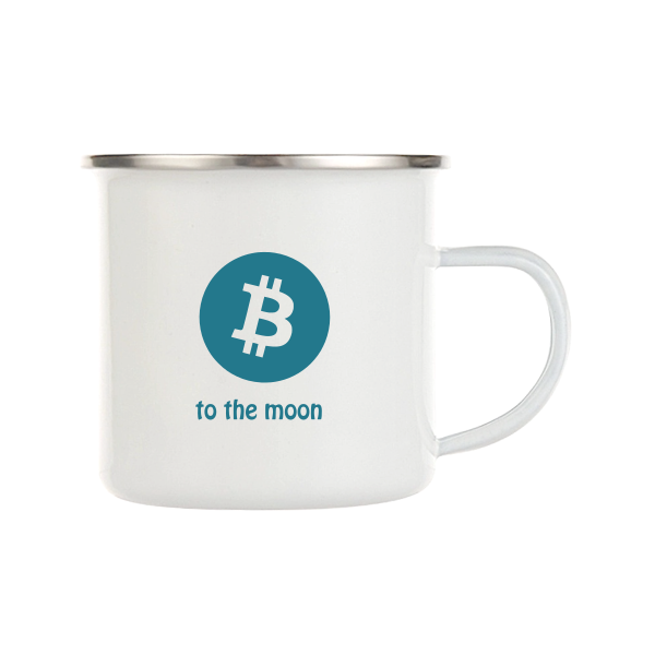 Smaltovaný hrnek (plecháček) Bitcoin to the moon