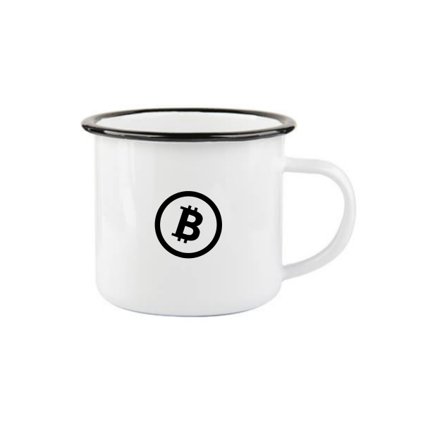 Smaltovaný hrnek (plecháček) Bitcoin