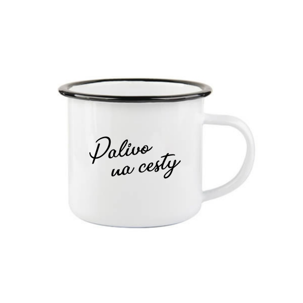 Smaltovaný hrnek (plecháček) Palivo na cesty