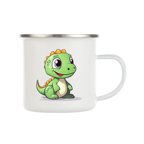 Smaltovaný hrnek (plecháček) Dinosaurus