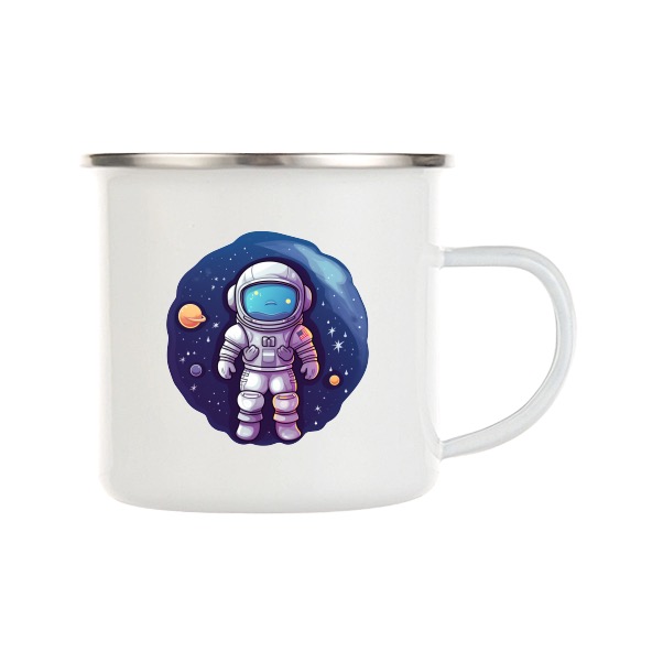 Smaltovaný hrnek (plecháček) Kosmonaut