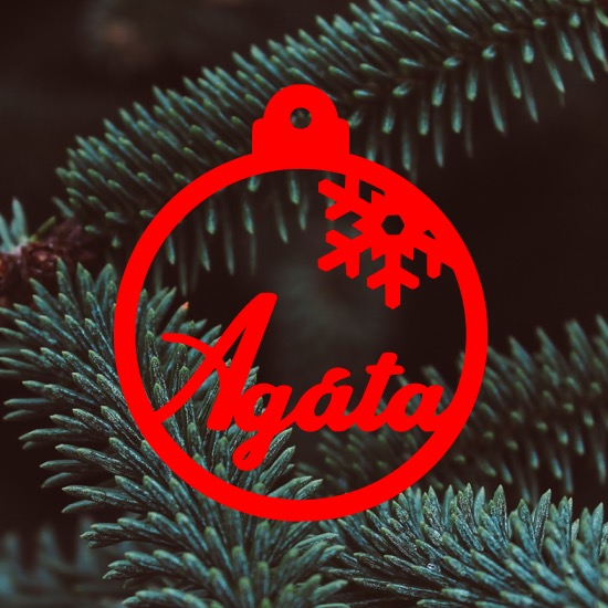 Červená vánoční ozdoba se jménem