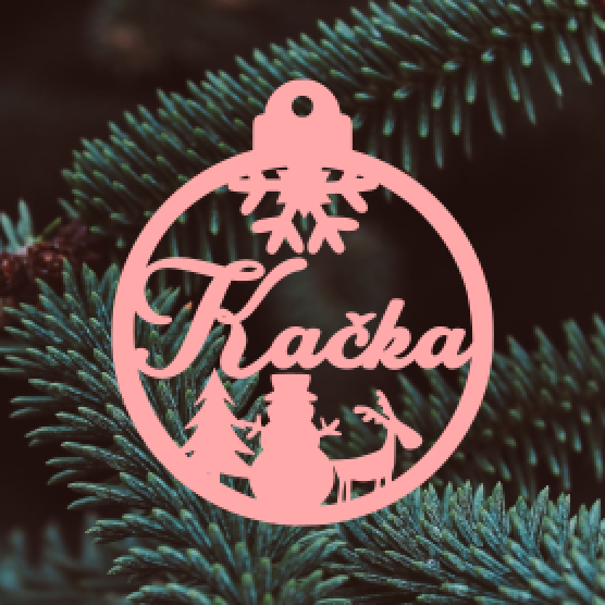 Růžová vánoční ozdoba se jménem