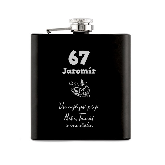 Černá placatka pro rybáře k narozeninám