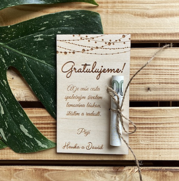 Dřevěné svatební přání