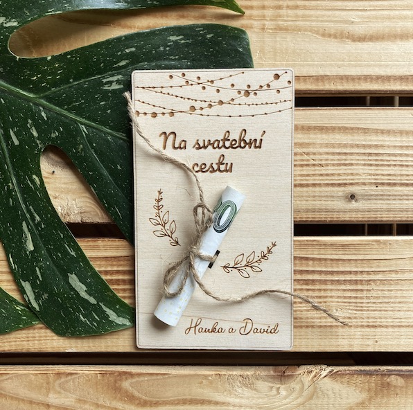 Dřevěné svatební přání