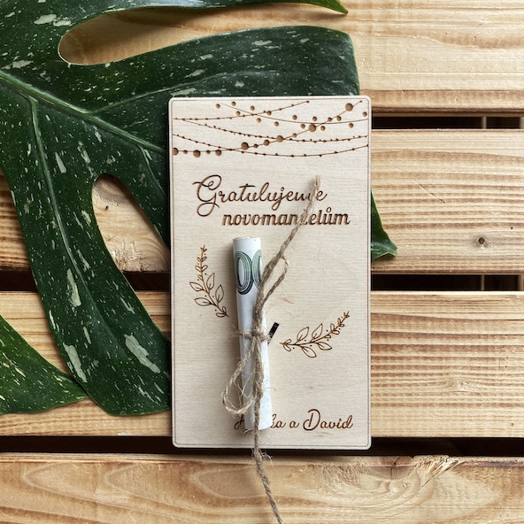 Dřevěné svatební přání