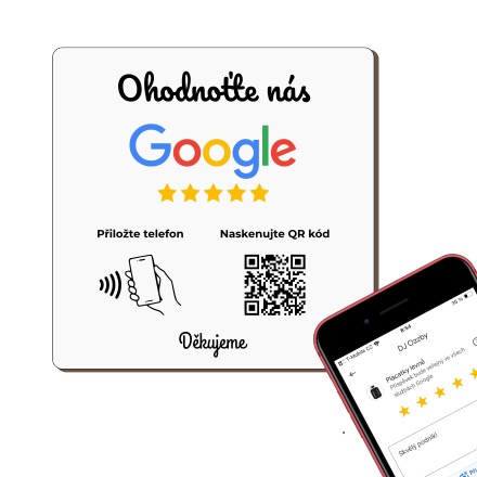 NFC + QR destička pro Google recenze