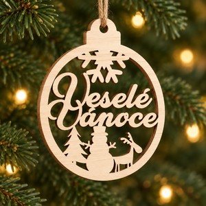 Dřevěná vánoční ozdoba – Veselé Vánoce