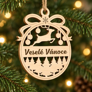 Dřevěná vánoční ozdoba - Veselé Vánoce