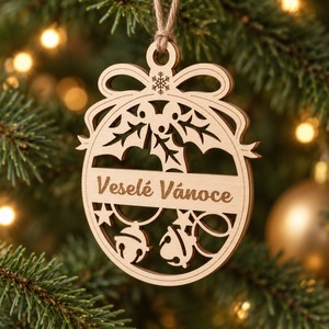 Dřevěná vánoční ozdoba – Veselé Vánoce