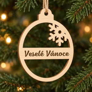 Dřevěná vánoční ozdoba – Veselé Vánoce