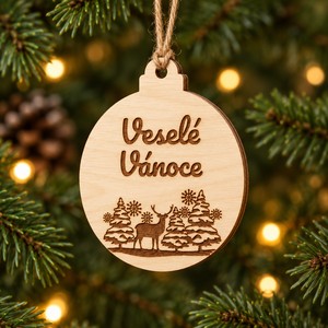 Dřevěná vánoční ozdoba - Veselé Vánoce