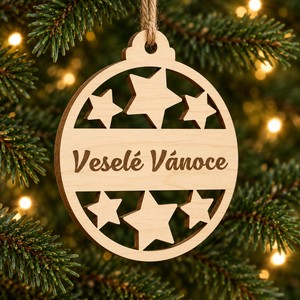 Dřevěná vánoční ozdoba - Veselé Vánoce