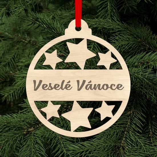Dřevěná vánoční ozdoba - Veselé Vánoce