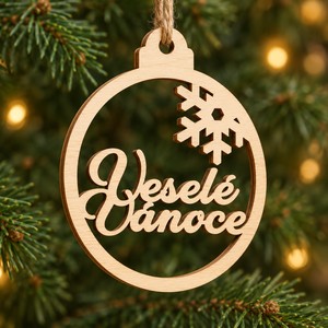 Dřevěná vánoční ozdoba – Veselé Vánoce