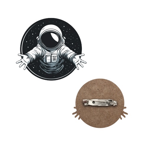 Dřevěná brož - Kosmonaut