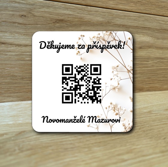 Destička s QR kódem pro přijímání plateb