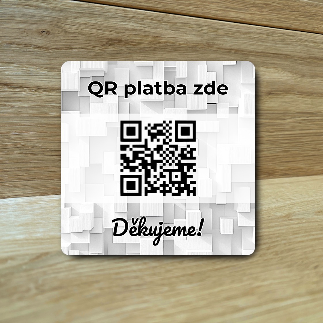 Destička s QR kódem pro přijímání plateb