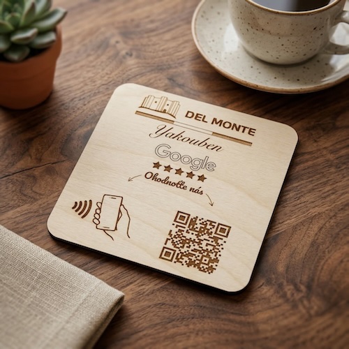 NFC + QR destička s vlastním logem pro Google recenze