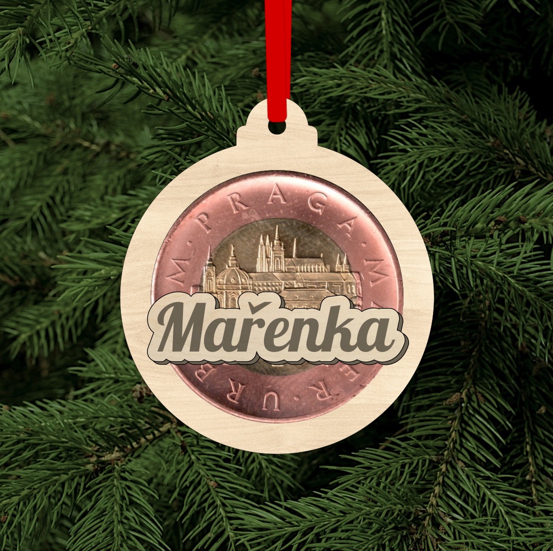 Vánoční ozdoba na 50 Kč se jménem