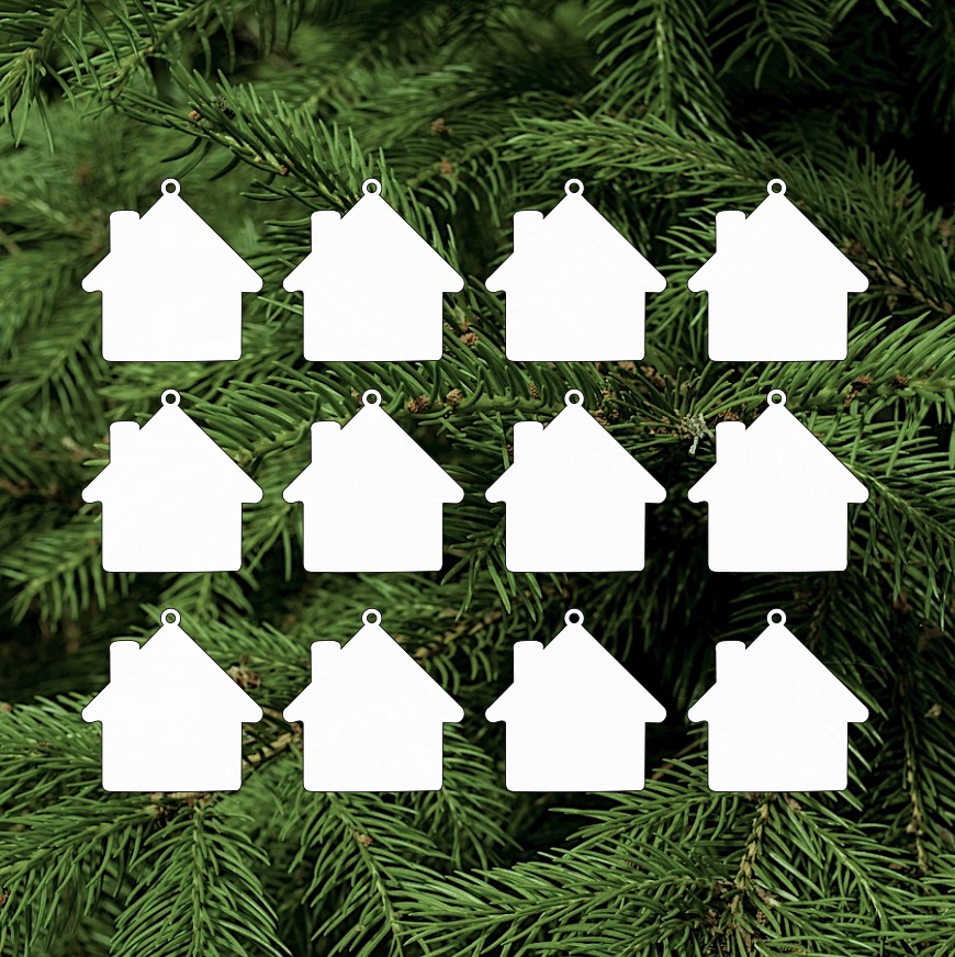 Dřevěné ozdoby s papírovou vrstvou k dokreslení (12 ks)