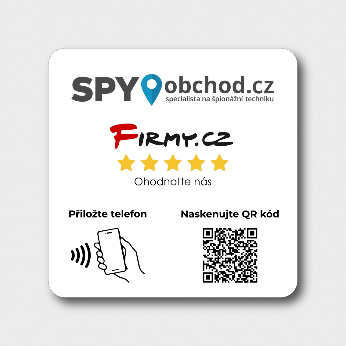 NFC + QR destička pro Firmy.cz recenze s vlastním logem