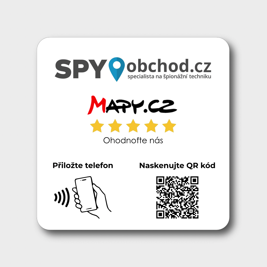 NFC + QR destička pro Mapy.cz recenze s vlastním logem