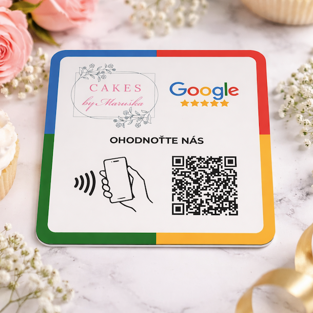 NFC + QR destička s vlastním logem pro Google recenze