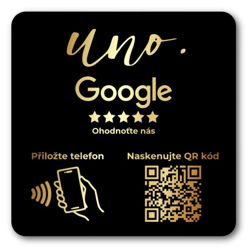 NFC + QR destička s vlastním logem pro Google recenze