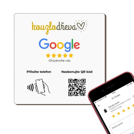 NFC / QR destička pro Google recenze s vlastním logem