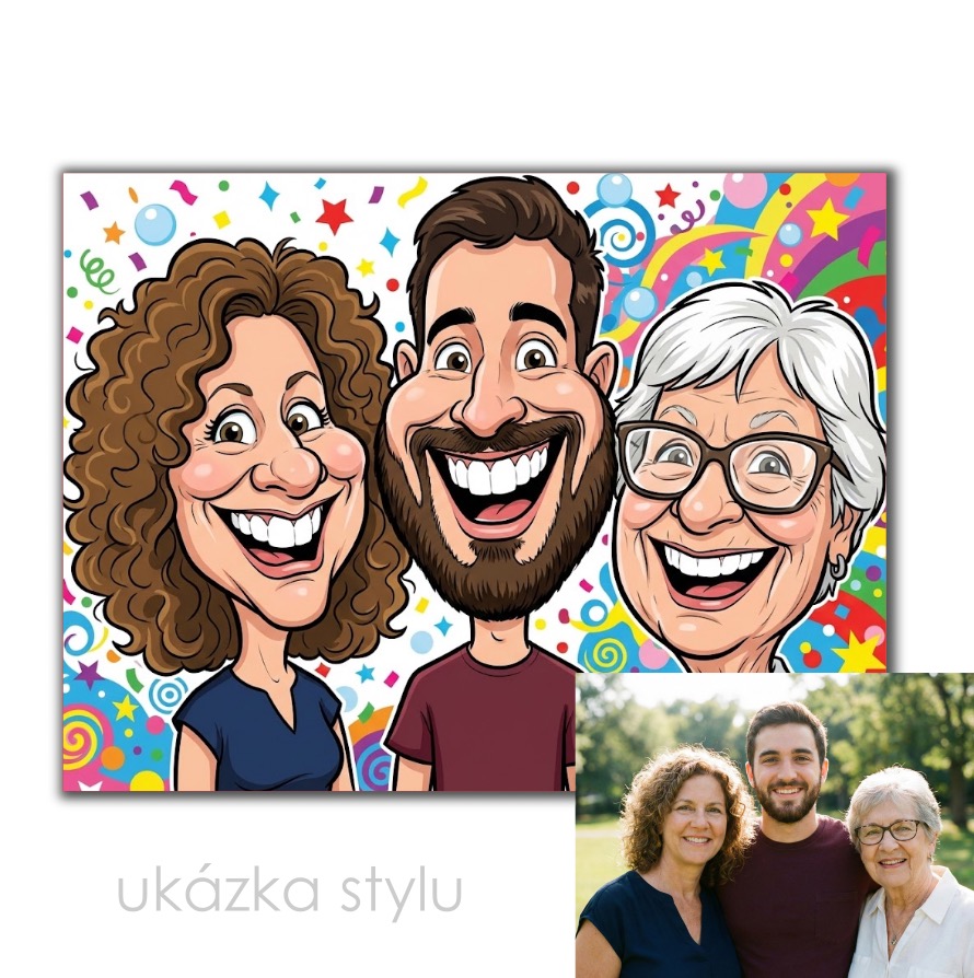 Veselá karikatura podle vaší fotky pro vlastní tisk